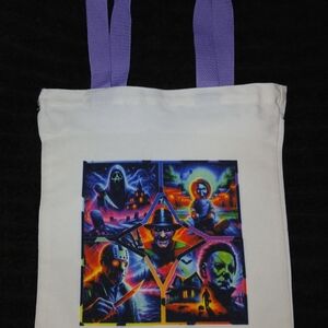 White Tote Bag with Purple Handles